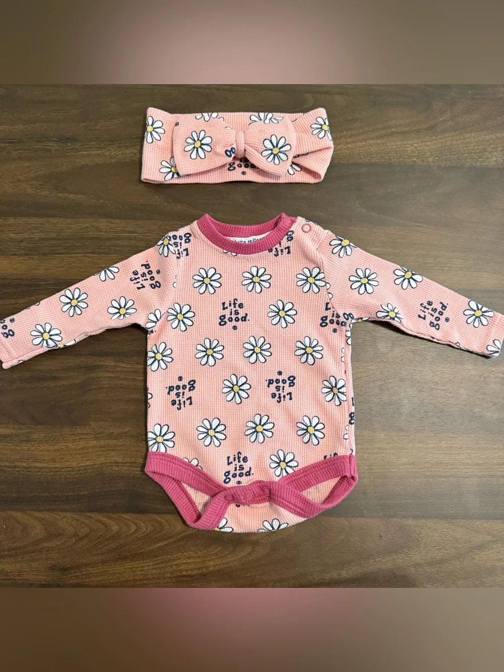 Sold Baby girl life is good onesie and headband set